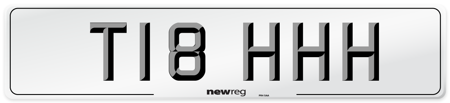T18 HHH Number Plate from New Reg